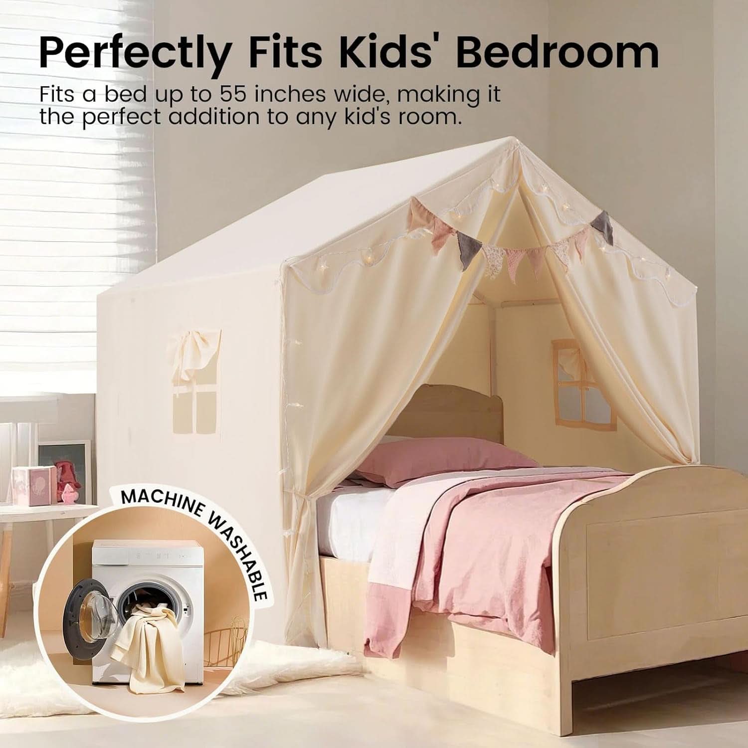 Kids Indoor Tent With Star Lights 57 Inch Reading Nook-2
