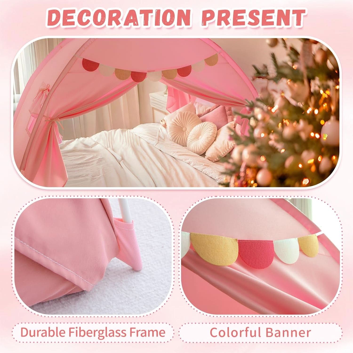 Pink Twin Bed Tent Blackout PrivacyShield Multifunctional-2
