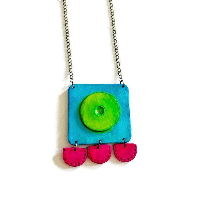Abstract Neon Statement Jewelry Set Handmade