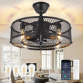 20 Inches Matte Black Enclosed Ceiling Fan Lighting-0