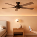 52Inch Brown Flush Mount Ceiling Fan Remote DC Motor-0