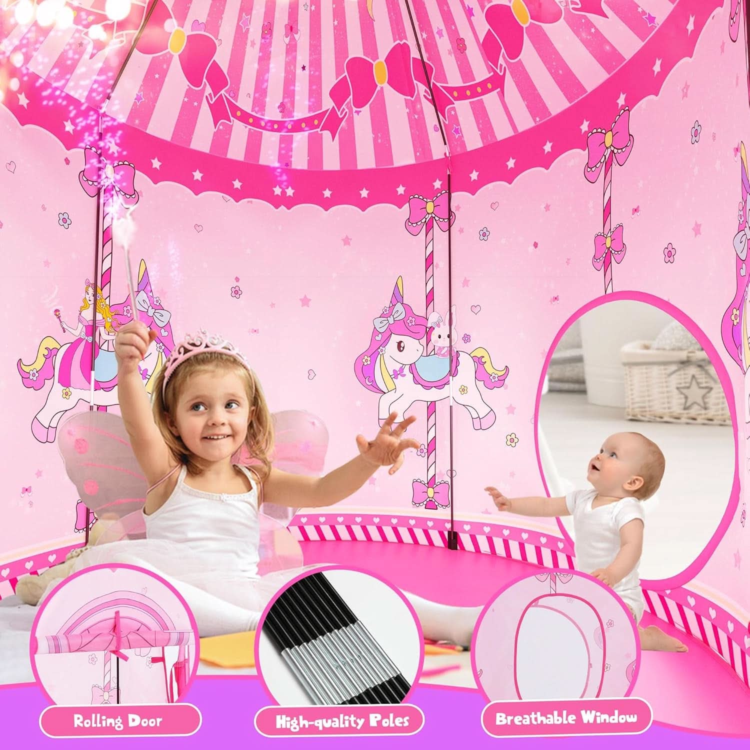 Pink ThreeIn One Princess Multi purpose Indoor Outdoor Play Tent-1