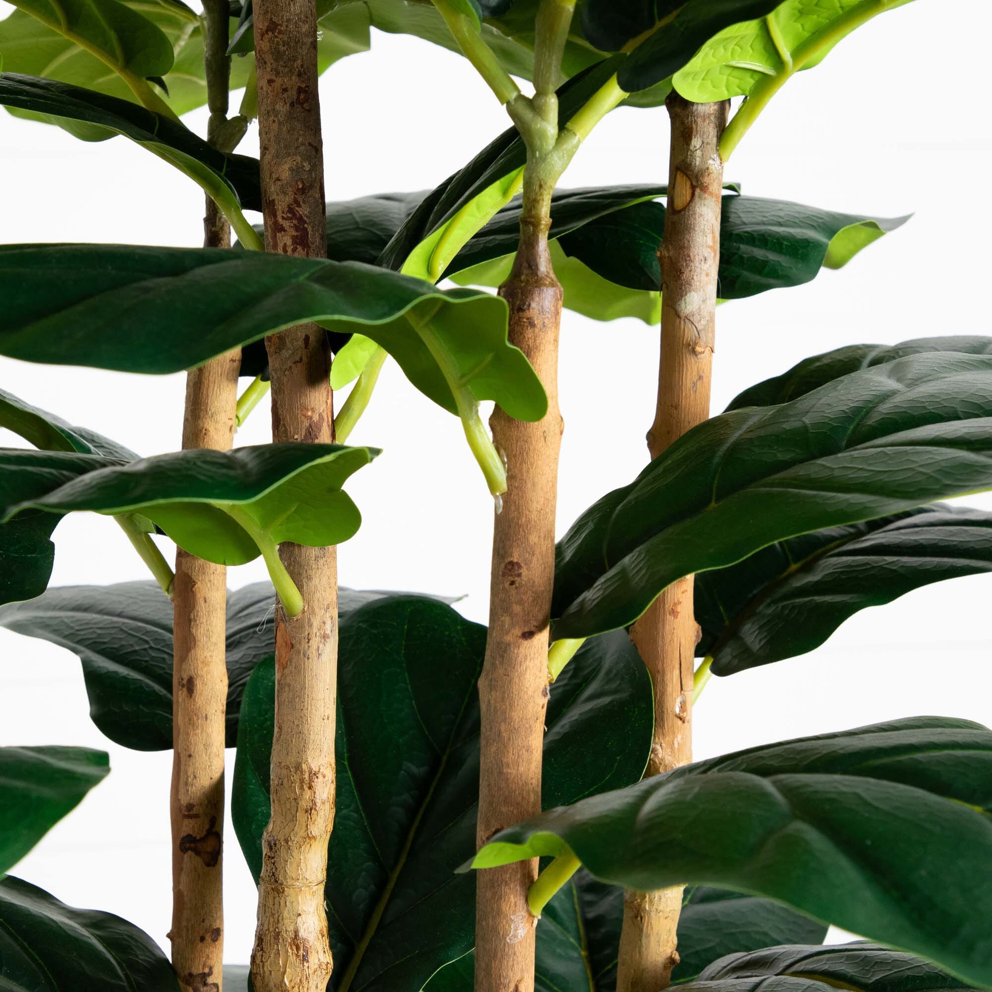 Artificial Fiddle Leaf Tree in White Planter - 7'-1