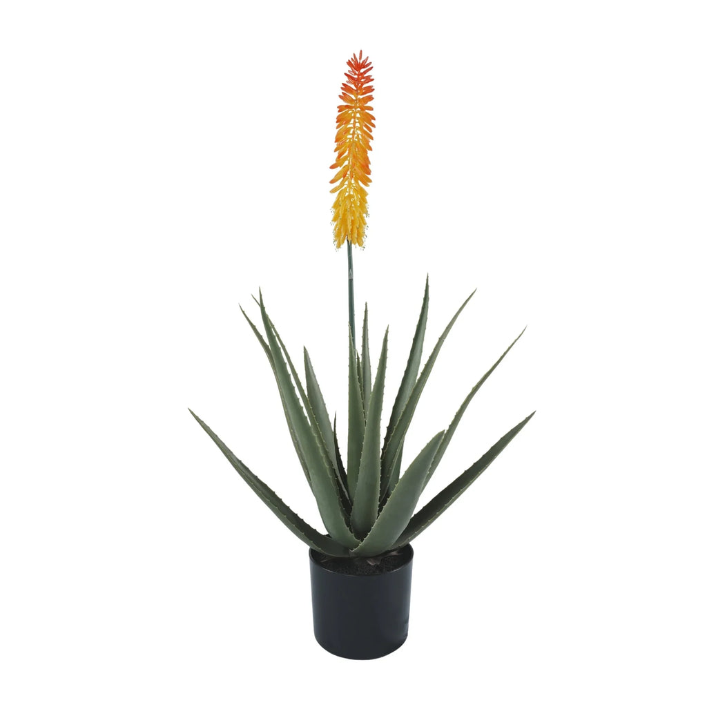 Premium Artificial Aloe Vera with Orange Flower 33.5in
