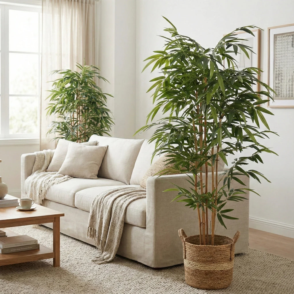 Potted Bamboo Natural Trunk Artificial Tree 70.9in-2