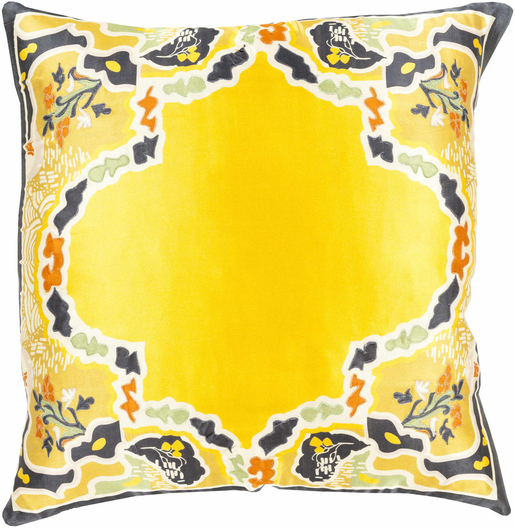 Ashwell Yellow Floral Pattern Pillow - Clearance-0