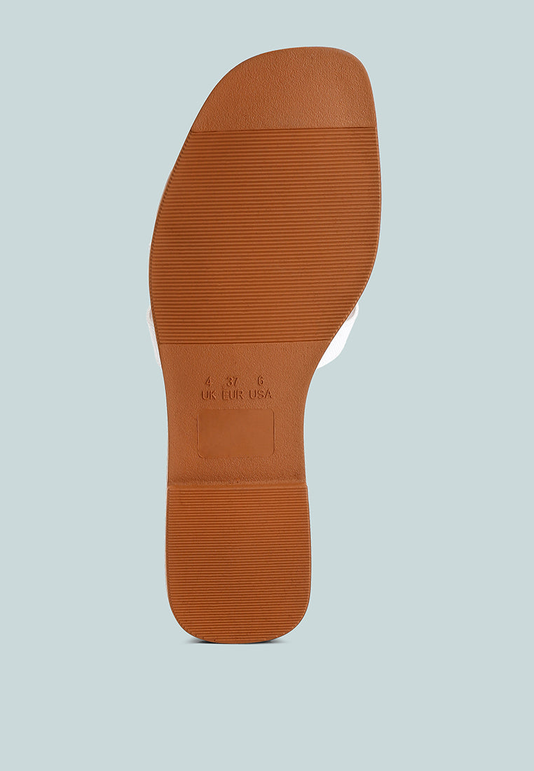 Aura Faux Leather Flat Sandals-4