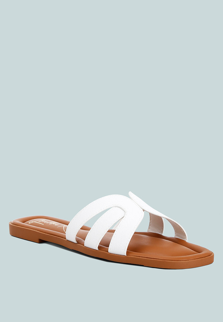 Aura Faux Leather Flat Sandals-1