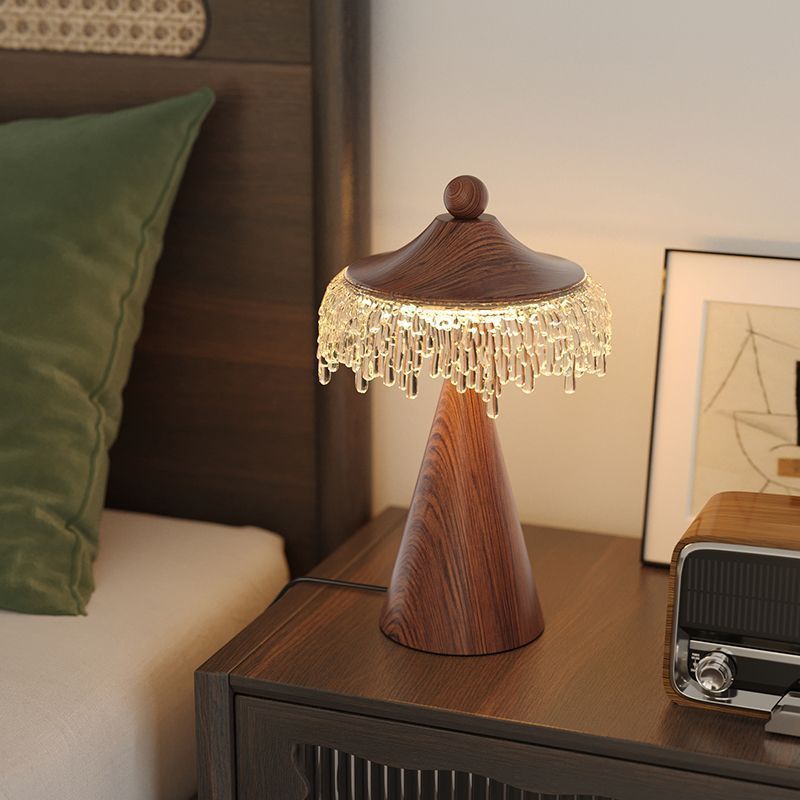 Walnut Acrylic Decorative Nightstand Lamp for Bedroom, Living Room, Office-3