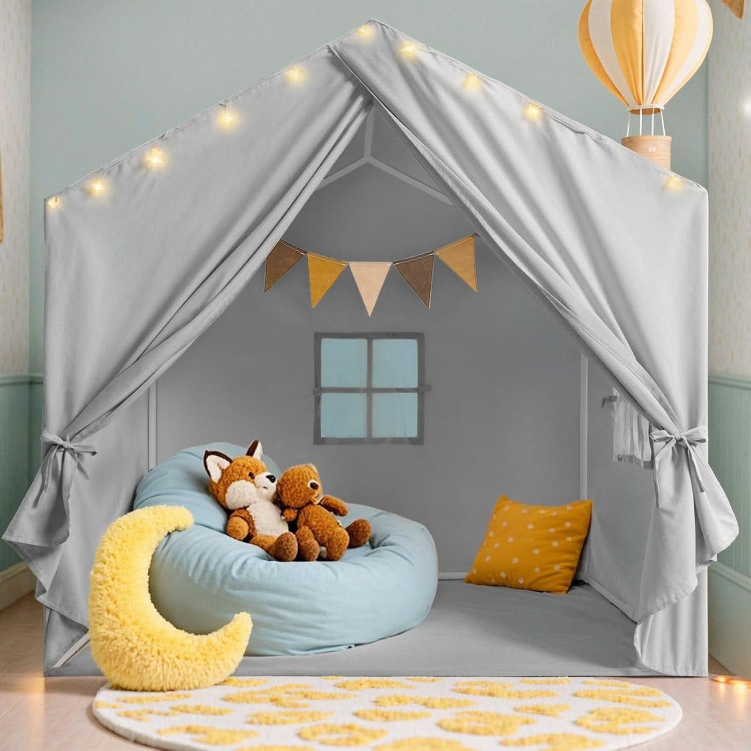 Gray 52Inch By 35Inch By 51Inch Play Tent With Starry Lights-0