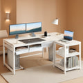 53In LShaped Computer Desk With Power Outlets Home Office