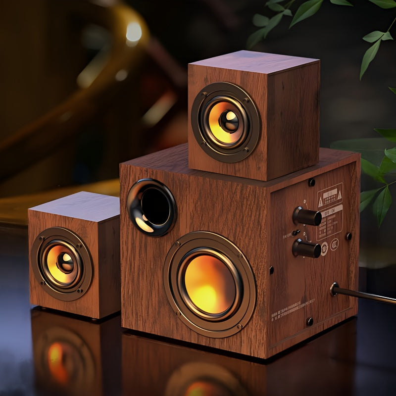 NNETM 3-in-1 Wooden Computer Speaker System High Sound-1