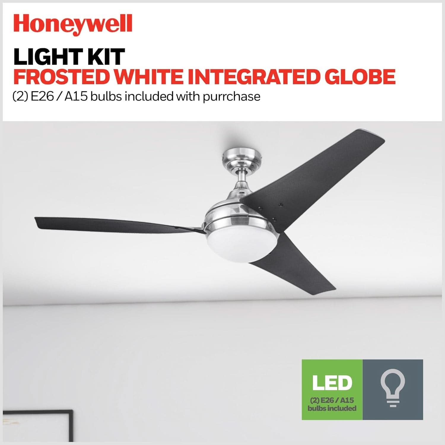 52 Inch Brushed Nickel LED Ceiling Fan With Remote-3