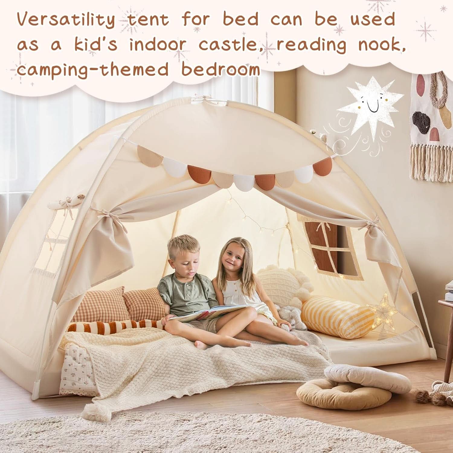 Full Size Bed Canopy Tent Blackout Polyester Cotton-4