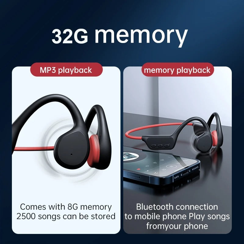 Bone Conduction Bluetooth Headset IPX8 for Sports
