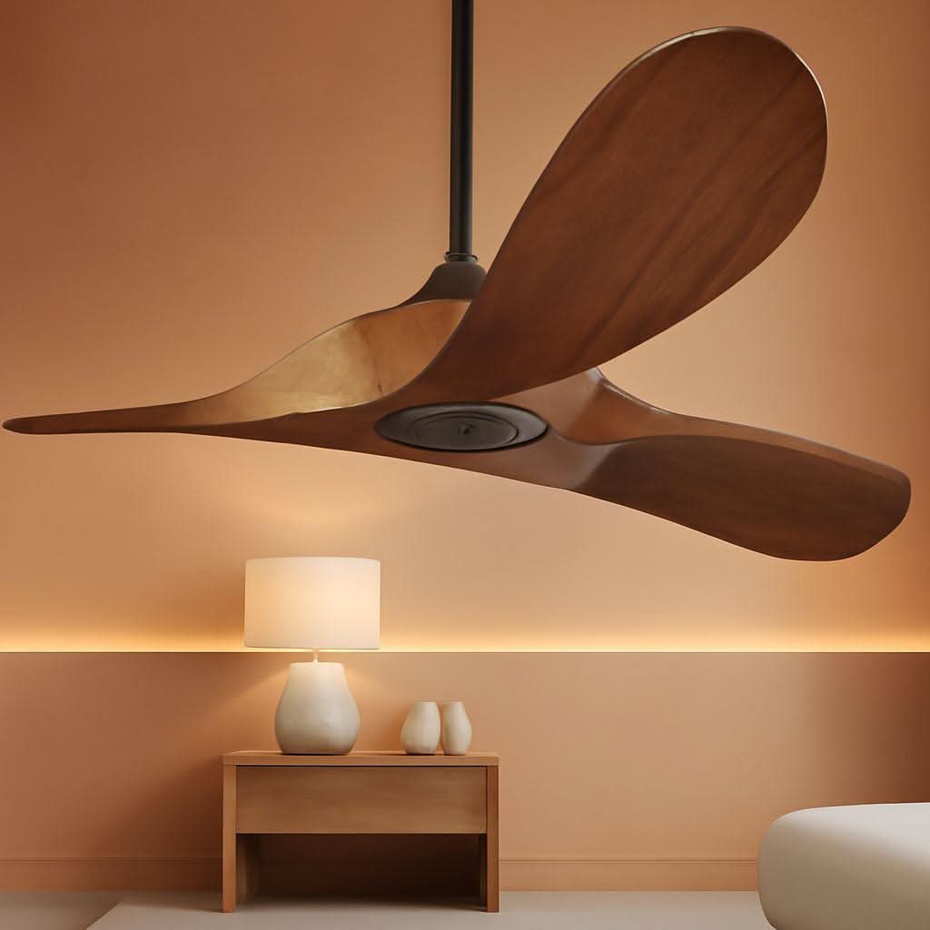 52 Inch Walnut Outdoor Ceiling Fan With Remote Control-0