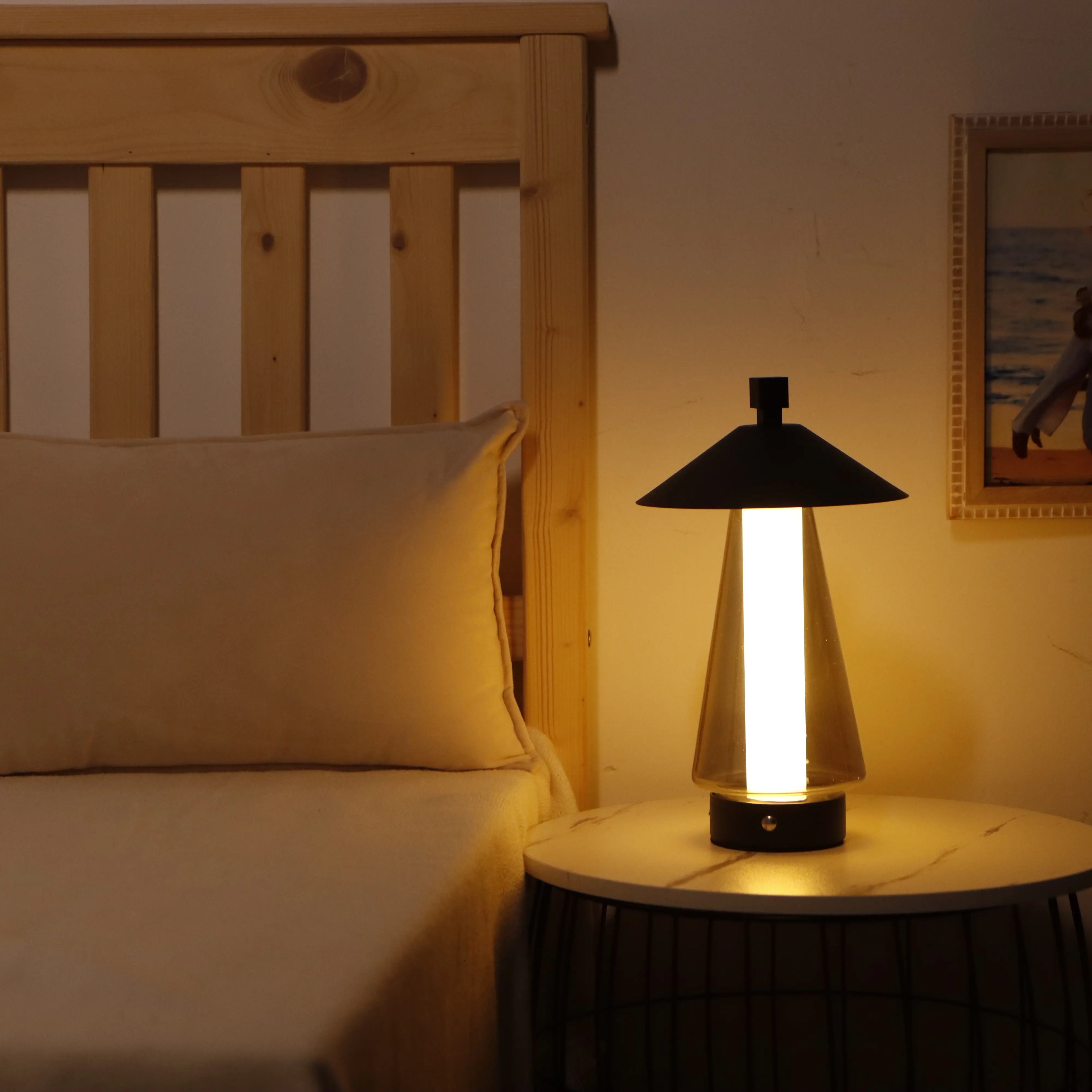 3-Way Dimmable Bedside Lamp 12"H Umbrella-shaped-2