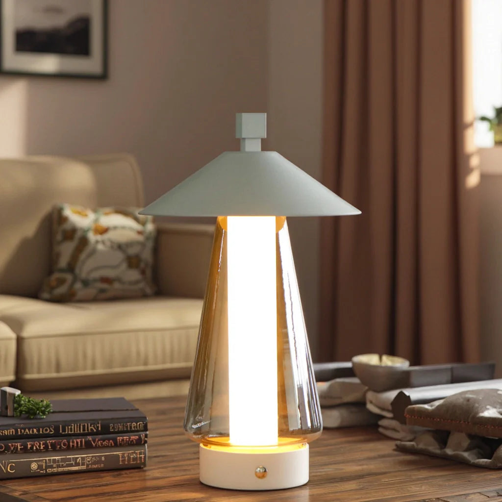 3-Way Dimmable Bedside Lamp 12"H Umbrella-shaped-3