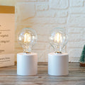 Set of 2 7"Tall White Table Lamp Battery Powered(White)-0