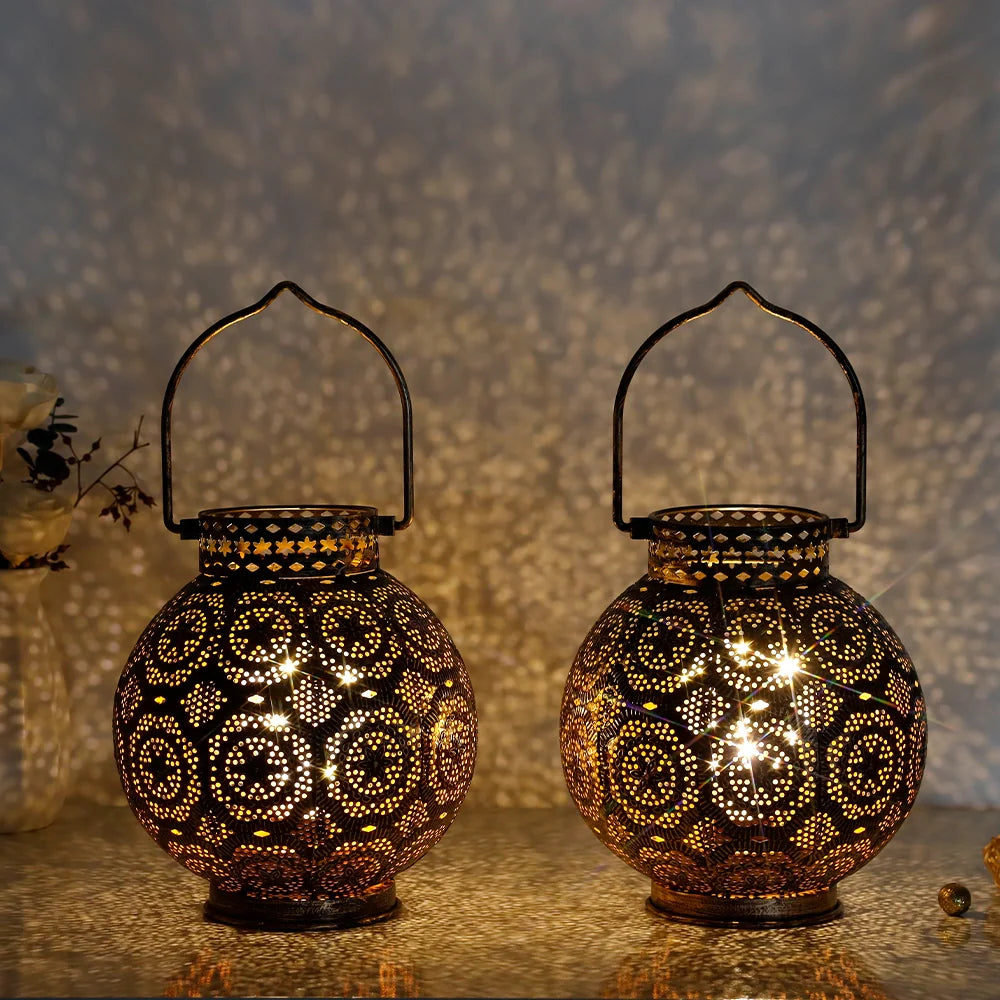 Set of 2 Moroccan Style Metal Table Lamp-0