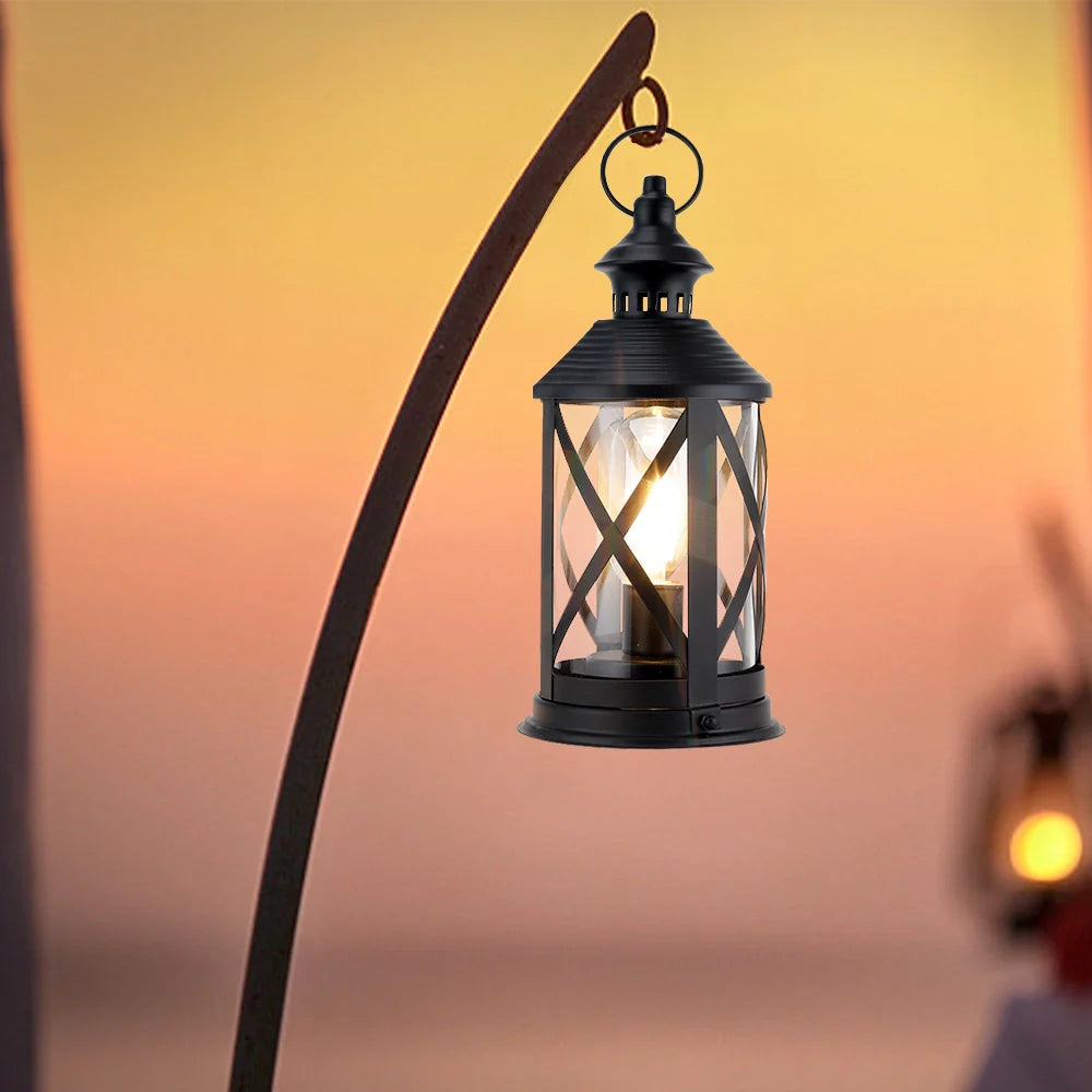 10''Tall Battery Powered Metal Lamp with Hook (Black)-3