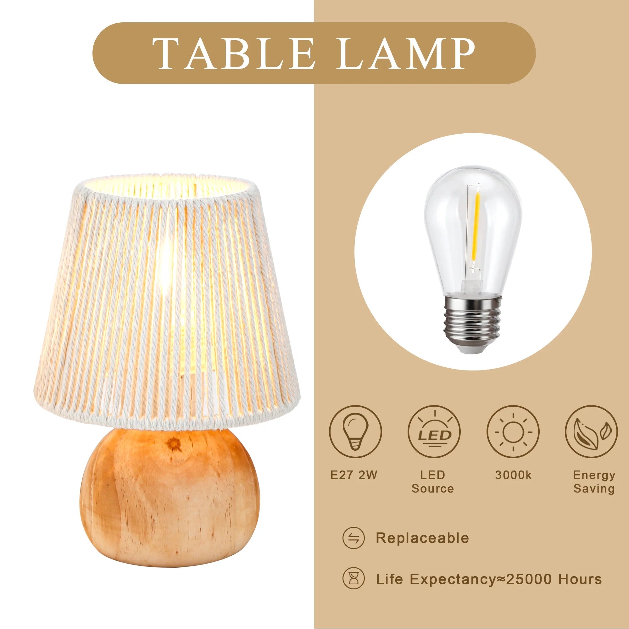 Set of 2 Woven Cotton Rope Table Lamp-4