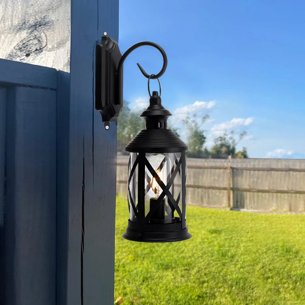 10''Tall Battery Powered Metal Lamp with Hook (Black)-1