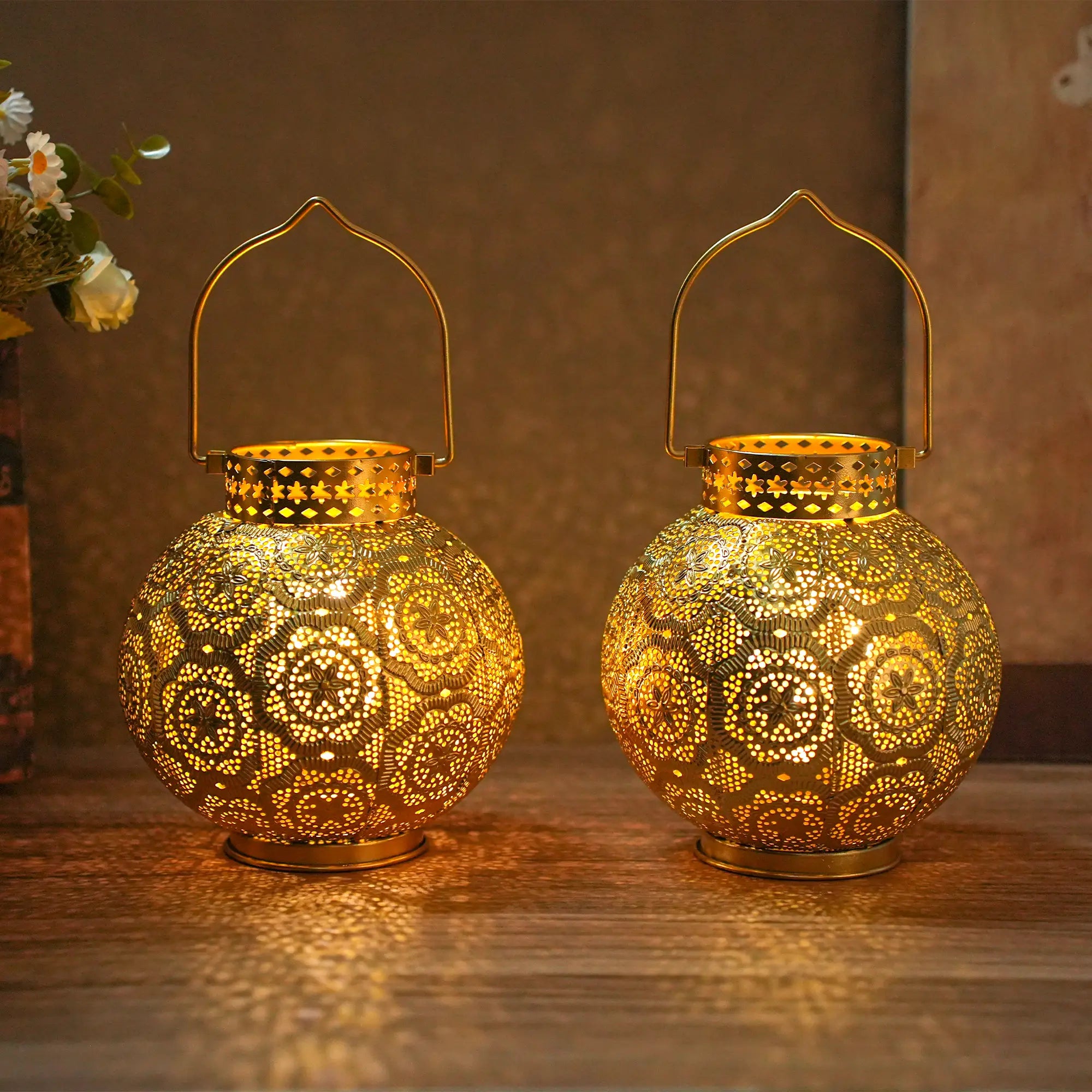 Set of 2 Moroccan Style Metal Table Lamp-5