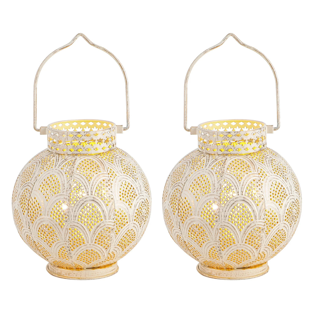 7'' High Battery Powered Cordless Lamp Moroccan Style Metal Table Lamp-2