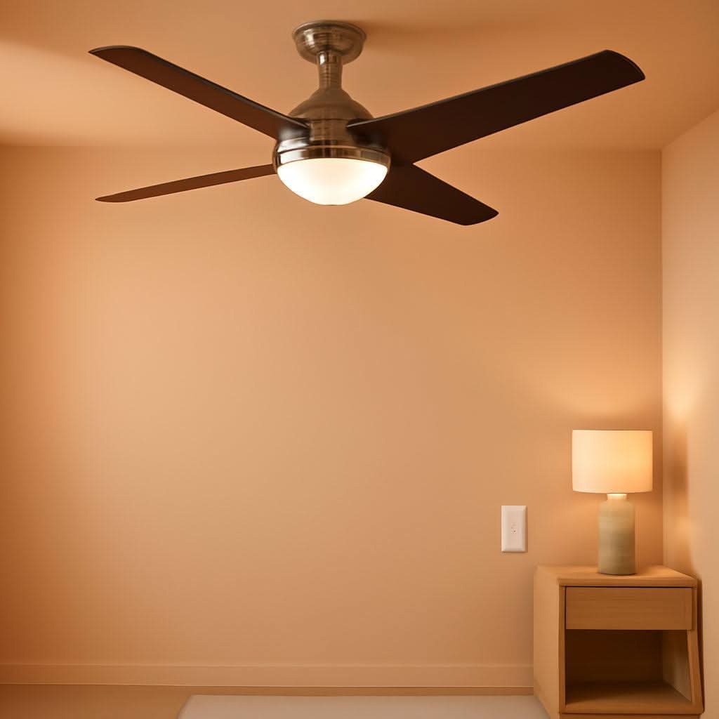 52 Inch Brushed Nickel LED Ceiling Fan With Remote-0