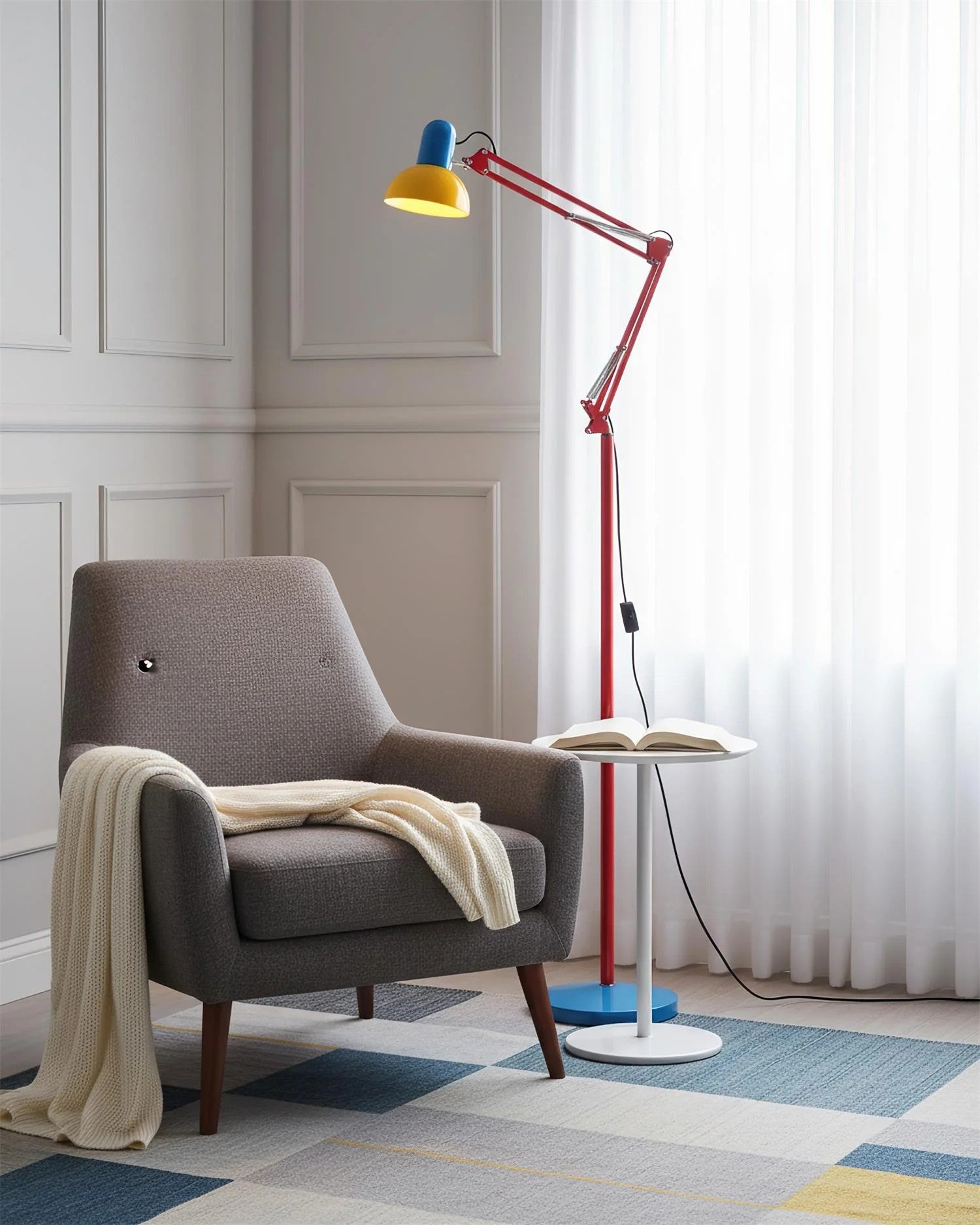 Adjustable Memphis-Style Floor Lamp with Bold Colour Design-1