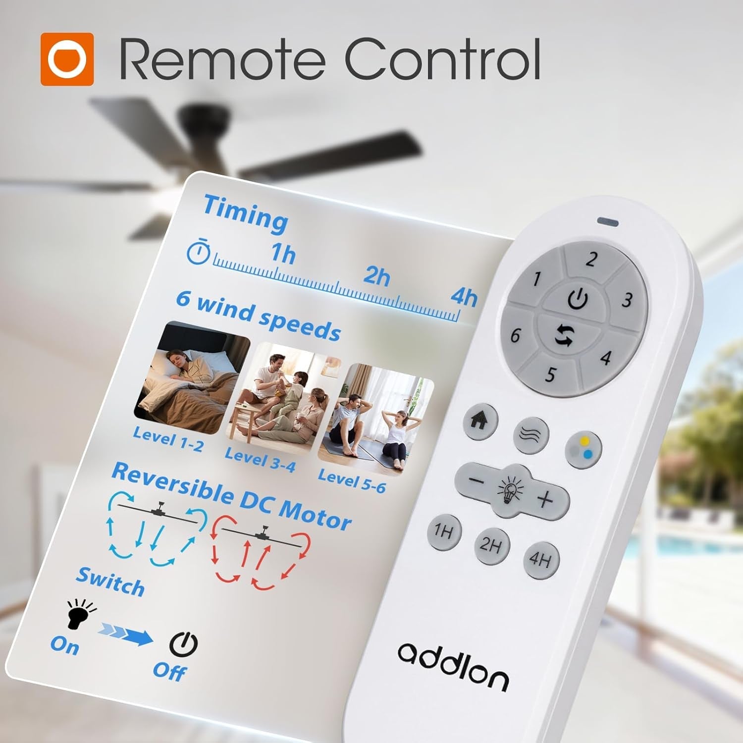 52 Inches Black Ceiling Fan Noiseless Remote Control-2