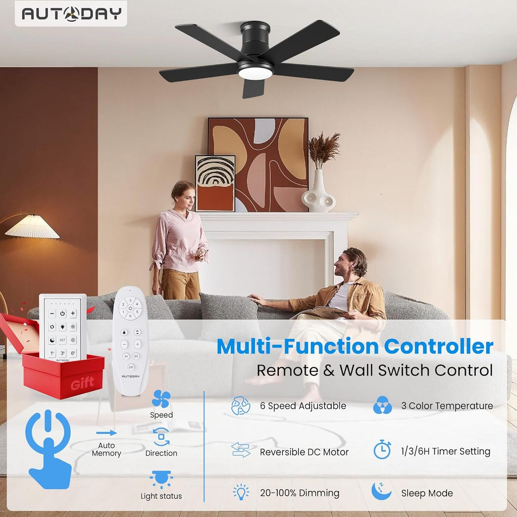42Inch Black Energy Efficient Ceiling Fan With Light-1