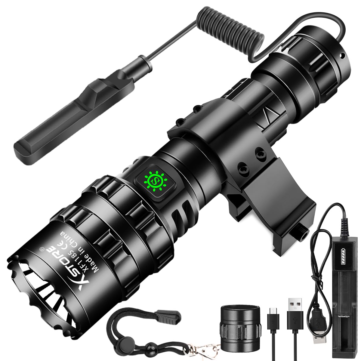 X.Store Picatinny Flashlight for Rifles 5000LM Picatinny Rail Mount Flashlight Rechargeable Airsoft USB Torch Light 3 Mode Remote Switch Included Rifle Light with Pressure Switch
