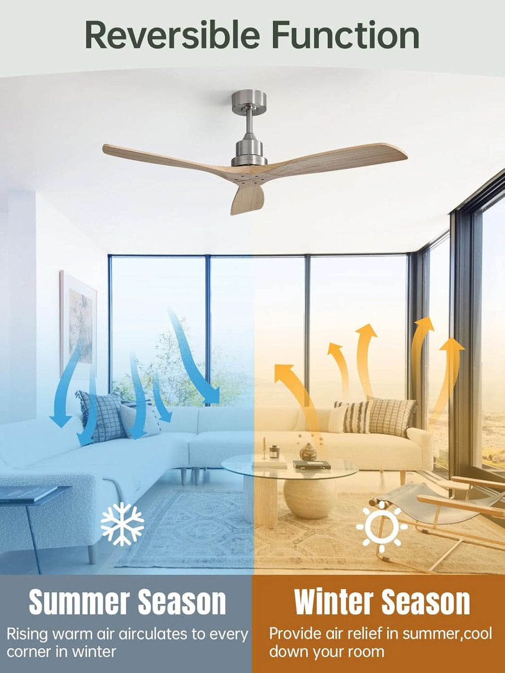 52 Inch Outdoor Patio Brushed Nickel Wood Ceiling Fan-3