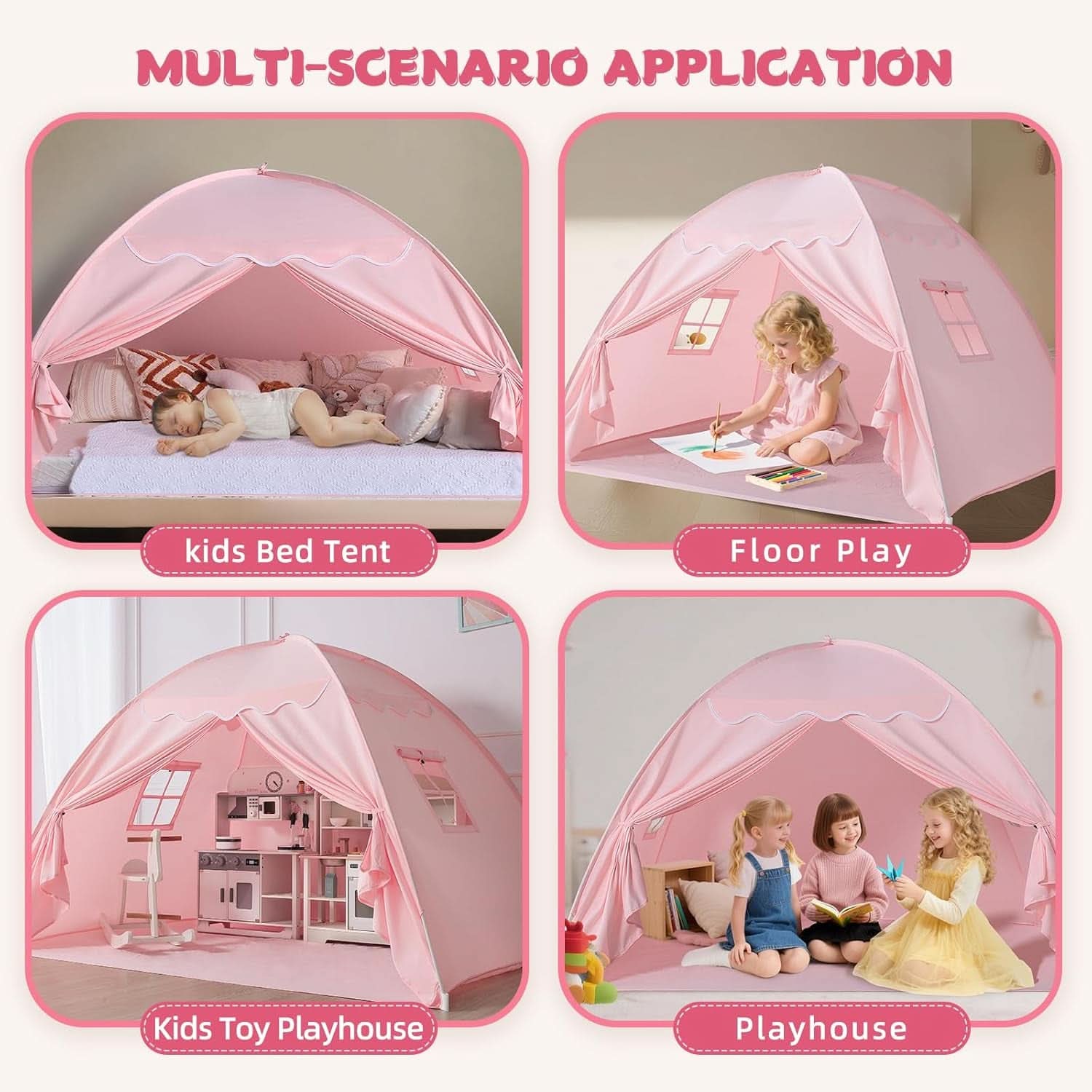 Toddler Bed Tent Canopy Portable Pink Night Light Pro-2