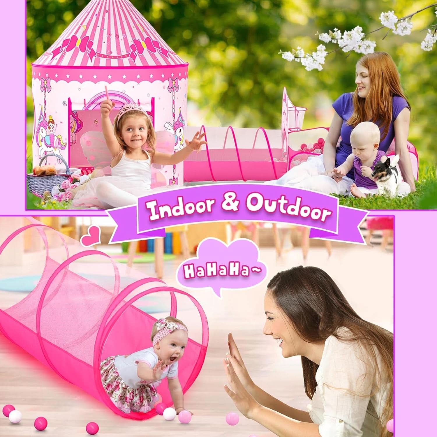 Pink ThreeIn One Princess Multi purpose Indoor Outdoor Play Tent-2