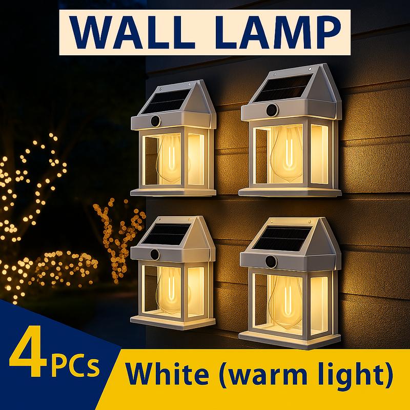 4 Pack Solar Outdoor Wall Lights with Motion Sensor, Waterproof IP65 Garden Security Lighting, 3 Modes Auto Dusk to Dawn, Wireless Decorative Lamp for Patio, Villa, Pathway-1