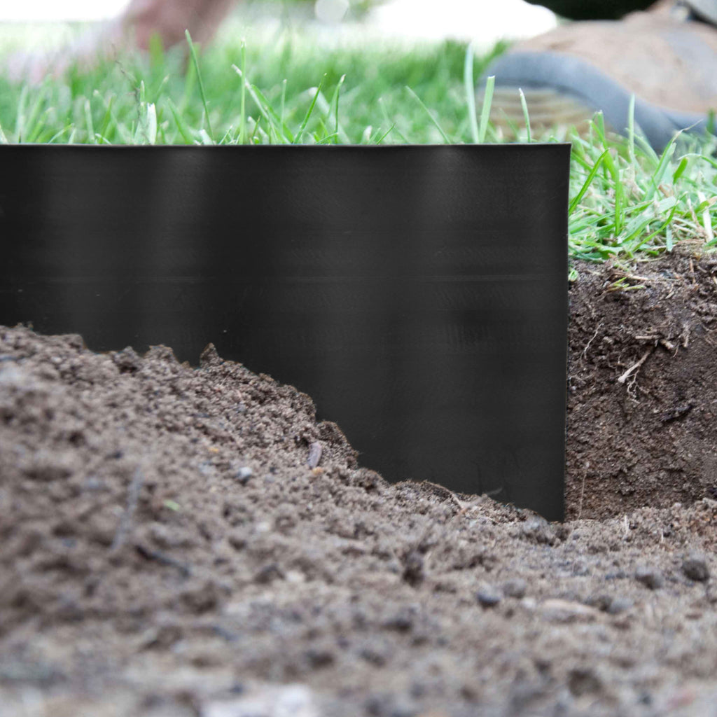 Black Crinkled Flexible Lawn Edging, 25cm Height