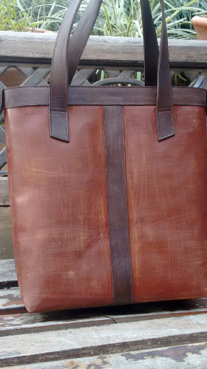 Small Leather Tote Bag with Zipper-2