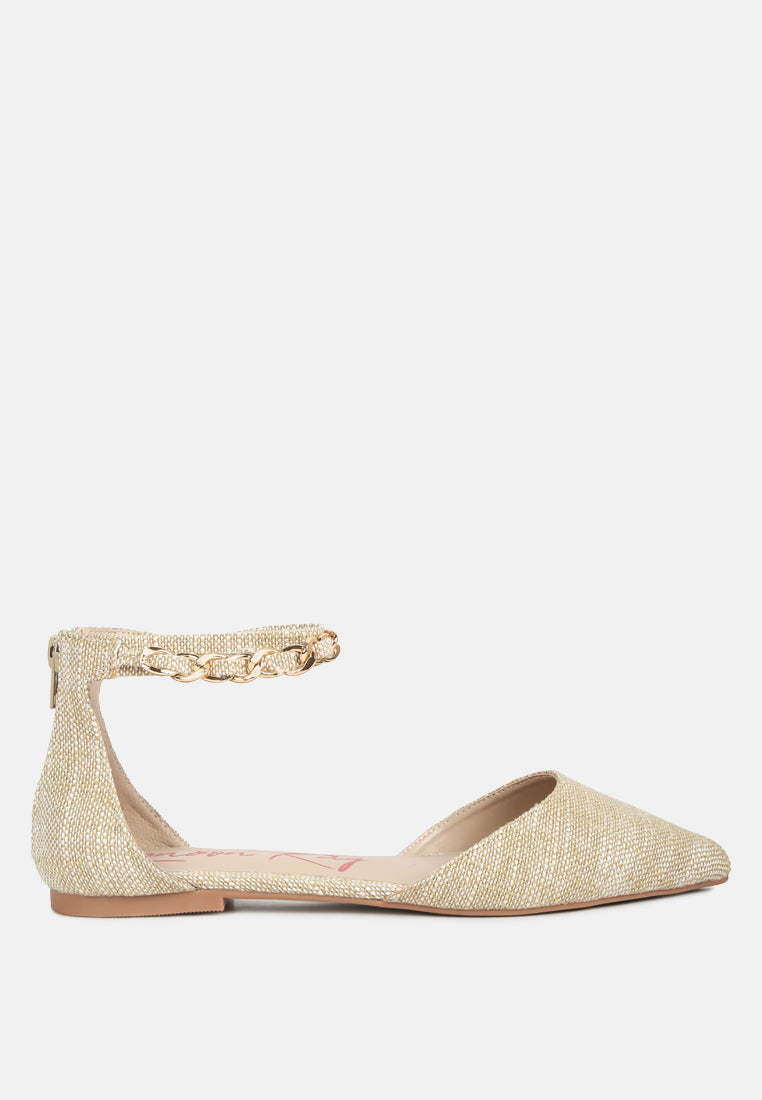 Buqisi Chain Embellished Flat Sandals-5