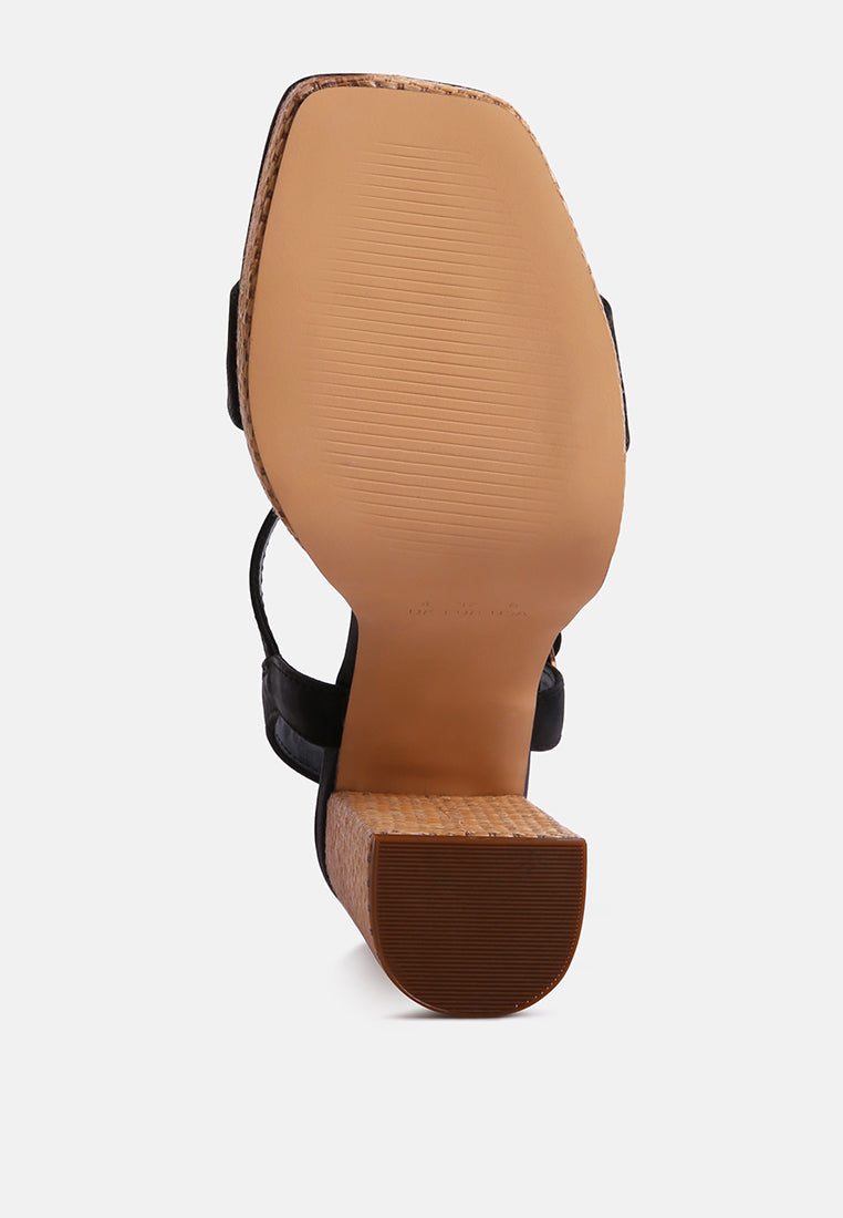 Buxor Woven Textured High Block Heeled Sandals-4