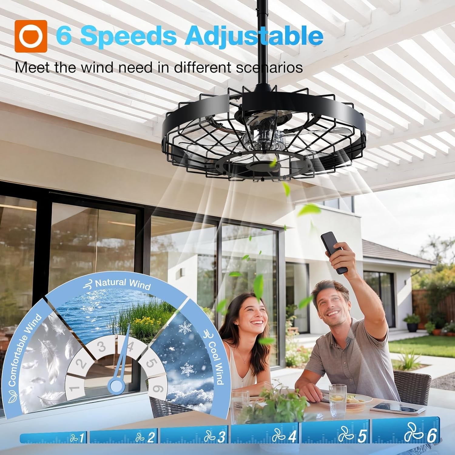 20-Inch Outdoor Ceiling Fan IP65 Waterproof Remote-2