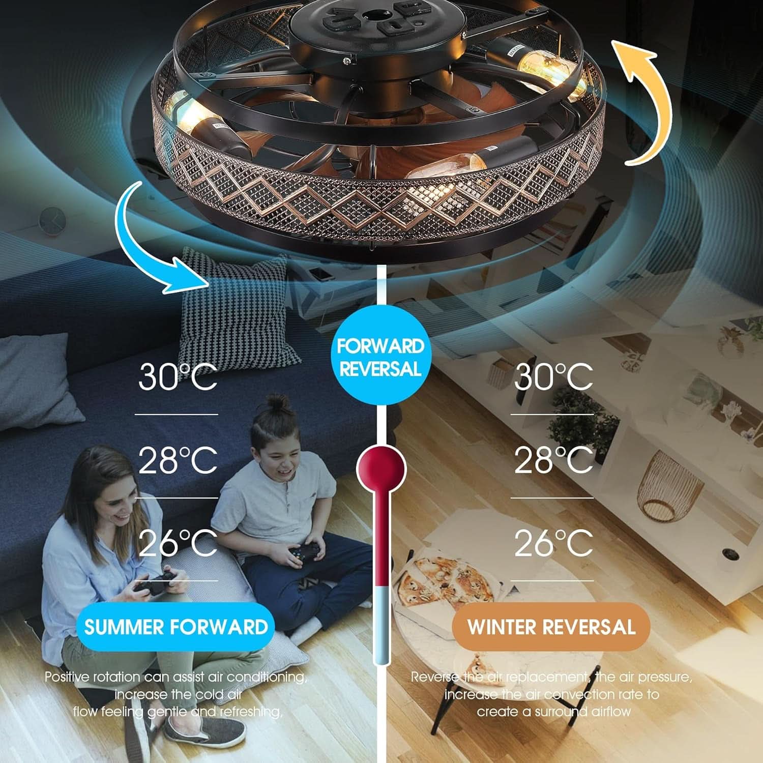 18 Inch Industrial Caged Ceiling Fan With Light Remote-1