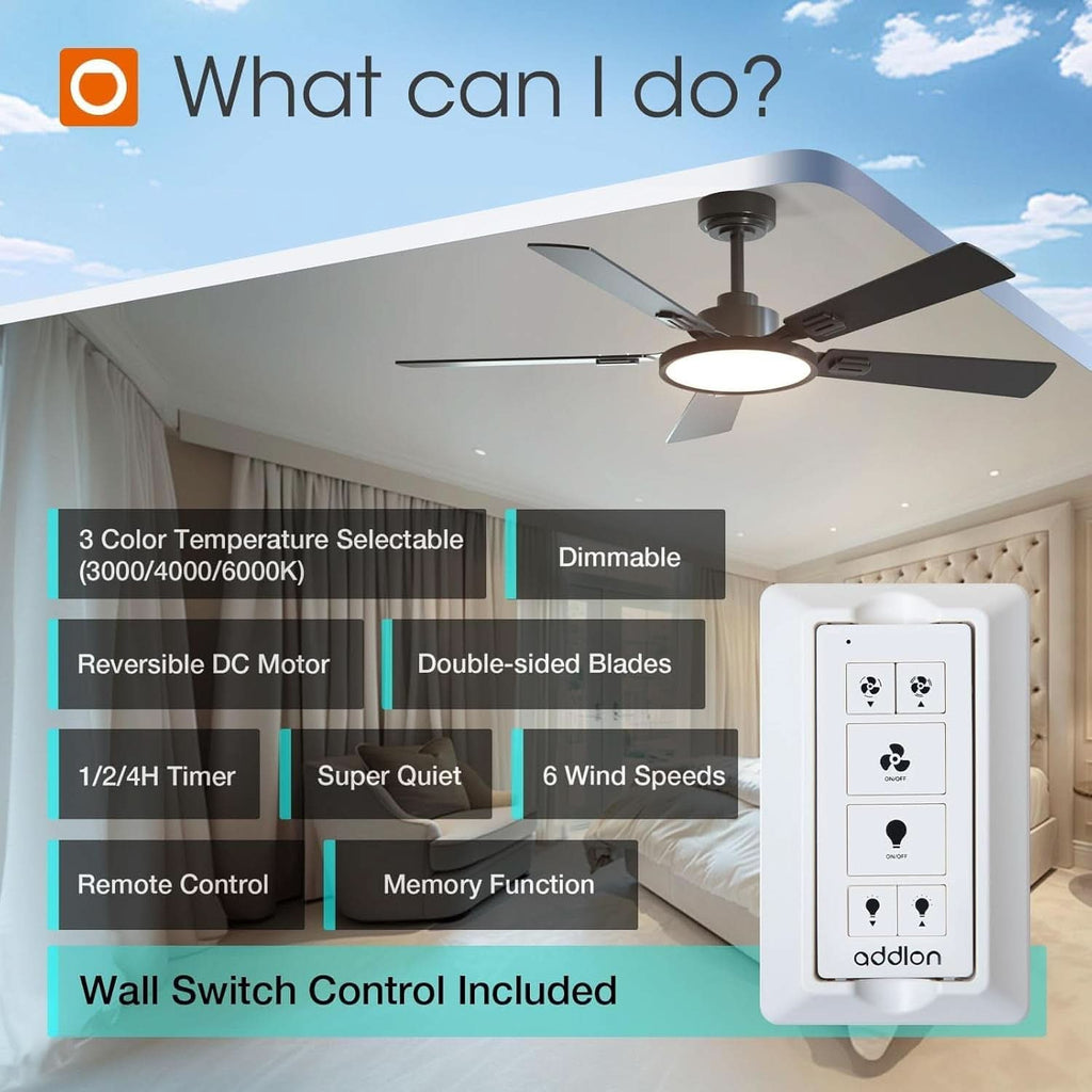 52 Inch Black Ceiling Fan With Remote Integrated Light-1