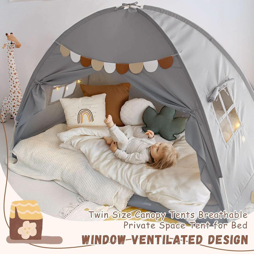 Twin Bed Tent Canopy Blackout Privacy PlayhouseKit-3