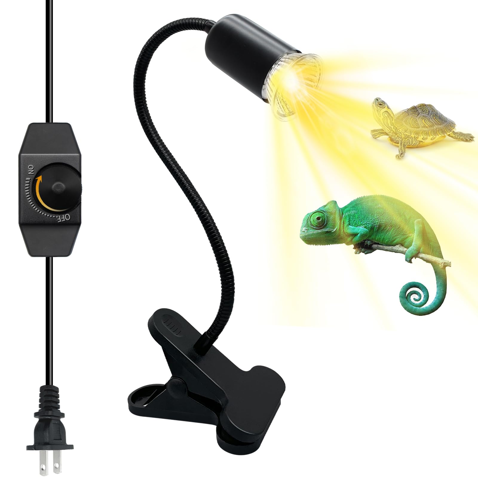 WTETMYL Heating Lamps Turtle Lamp with 40cm Stable Gooseneck Reptile Heat Lamps Turtle Basking Light with 240cm Cord 360° Dimmable Heat Lamp for Turtle Tank for Reptiles Turtle Lizard Snake(No Bulb)