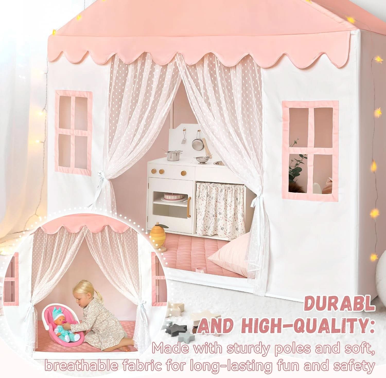 Premium Over sized Pink Indoor Playhouse Tent Toddlers-3
