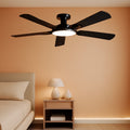52 Inch Low Profile Matte Black Ceiling Fan LEDLight-0