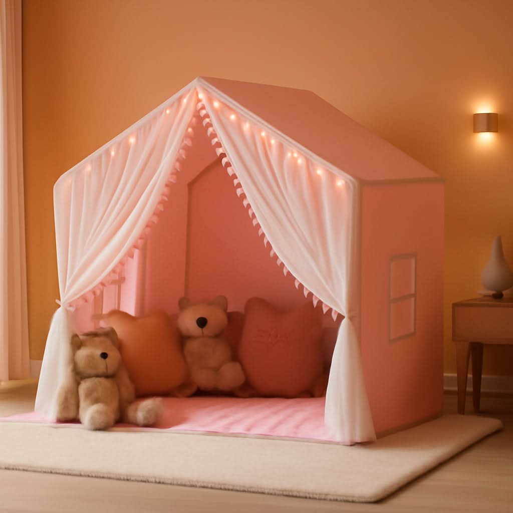 55 Inch Vibrant Color Kids Play Tent With Padded Mat-0